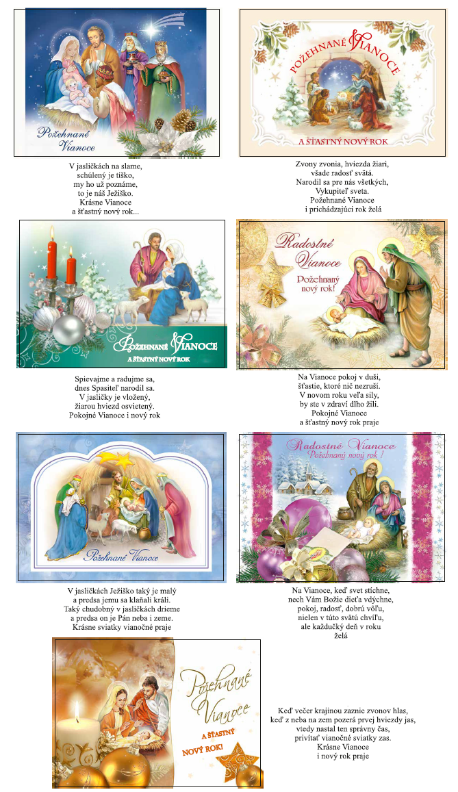 Vianočná pohľadnica zlatená, náboženská séria č. 6