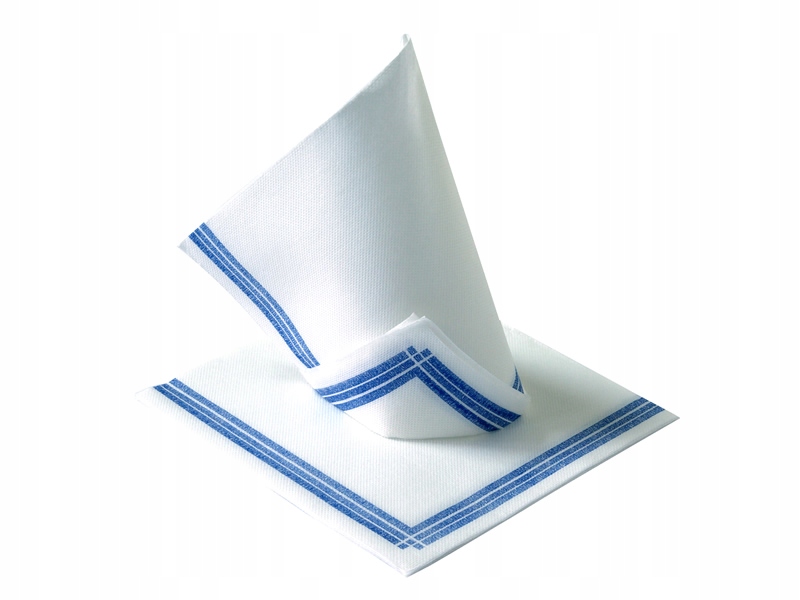 Papierové servítky biele s modrým prúžkom