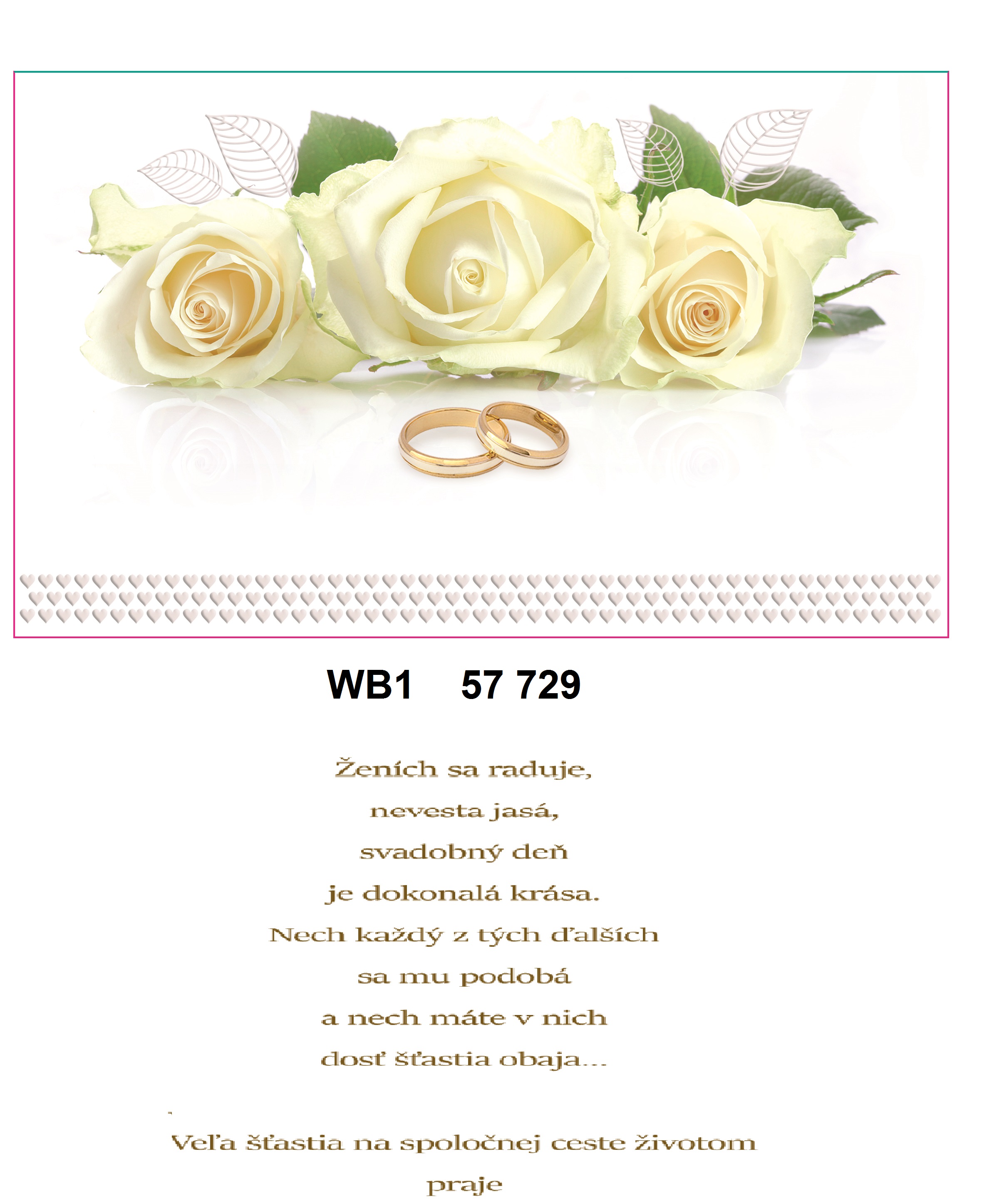 Blahoprajná karta WB1 57 729 - Svadobná