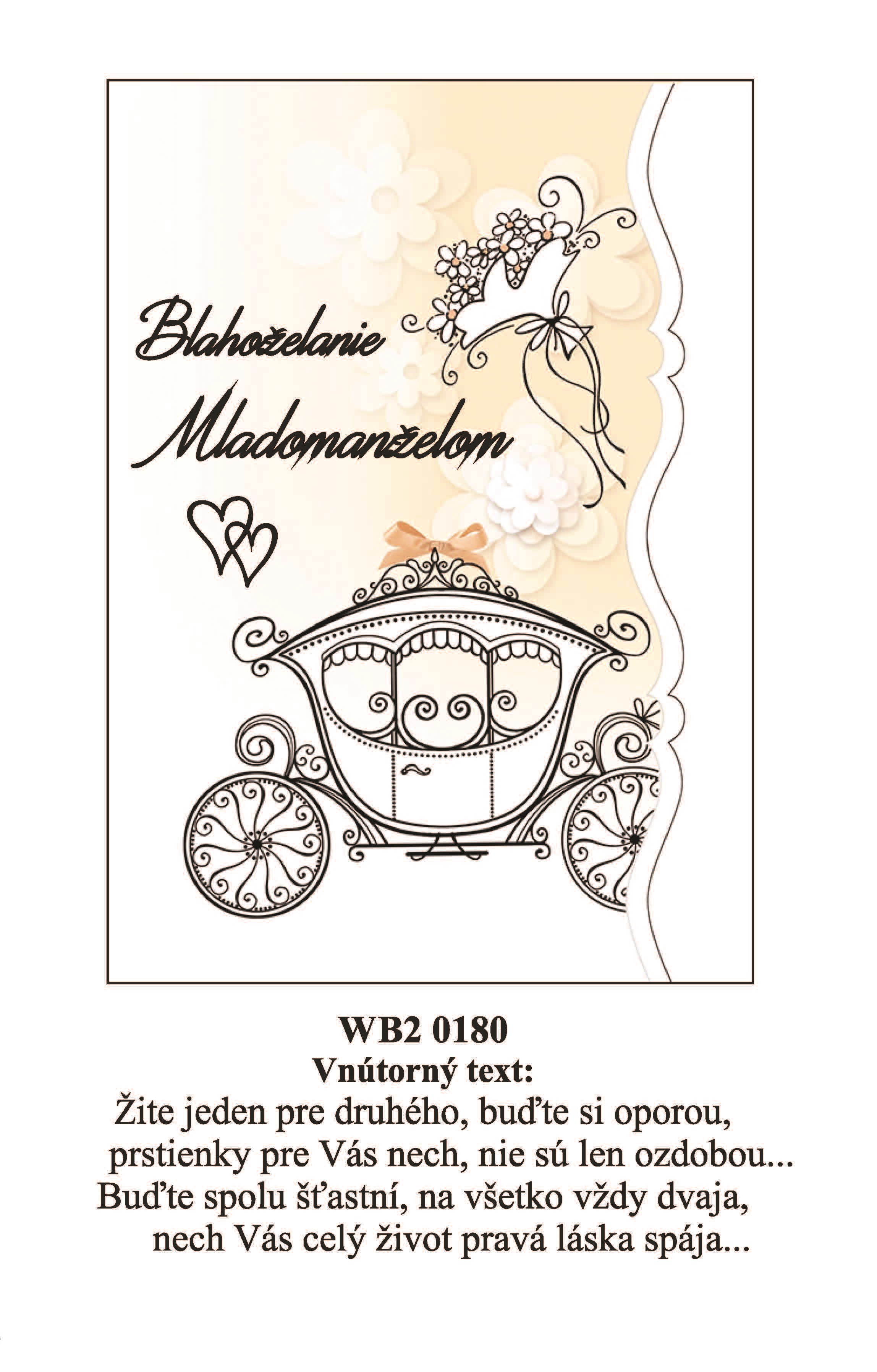 Blahoprajná karta WB2 180 - Mladomanželom