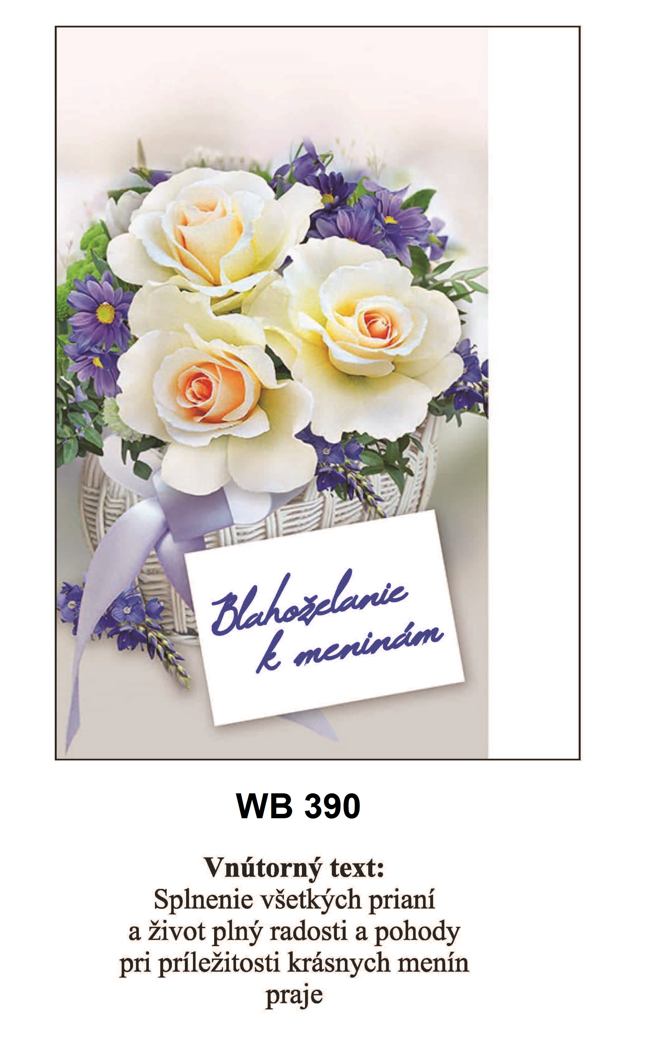 Blahoprajná karta WB 390 - K meninám