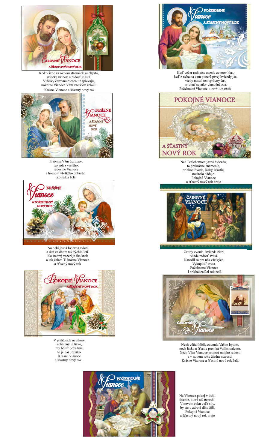 Vianočná pohľadnica brokátová, náboženská séria č. 9