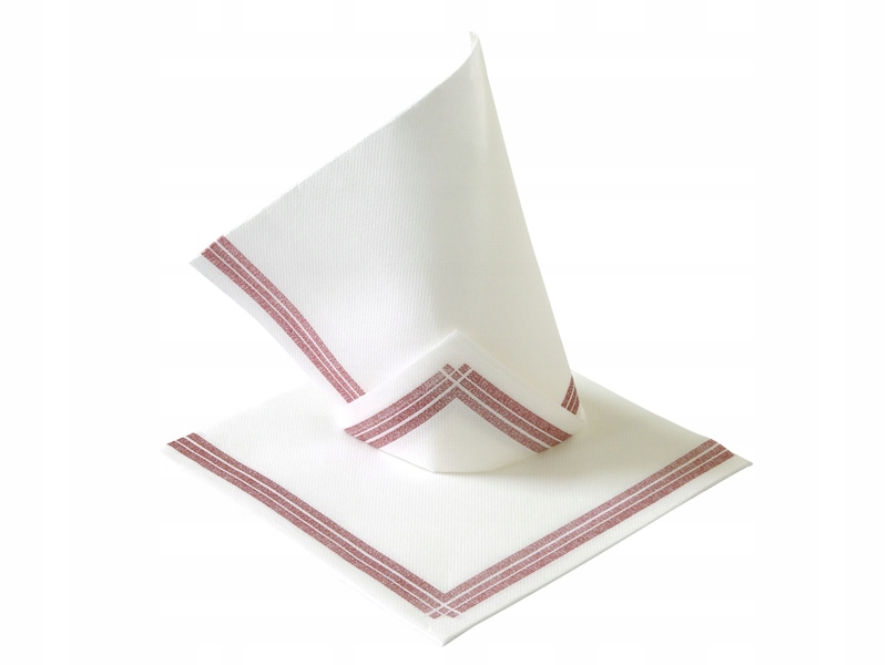 Papierové servítky biele s bordovým prúžkom