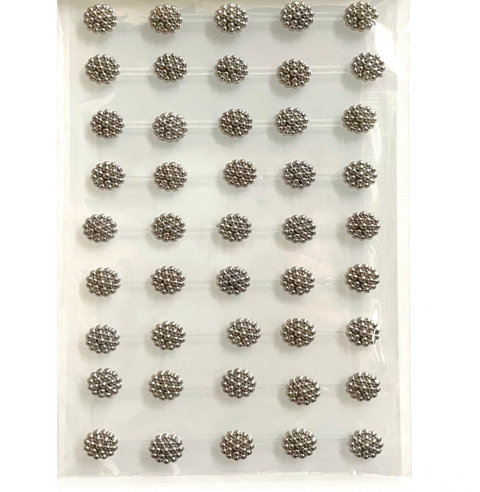 Nálepky - strieborné bodky v tvare kvietku HY - 2779 Silver