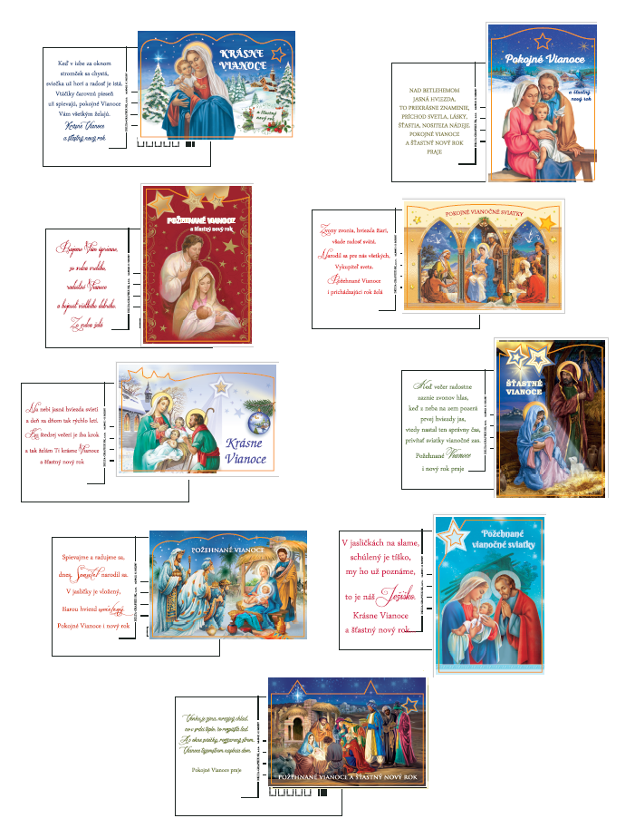 Vianočná pohľadnica brokátová, náboženská séria č. 2