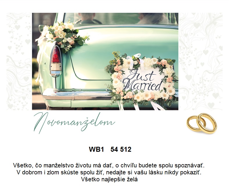 Blahoprajná karta WB1 54 512 - Svadobná